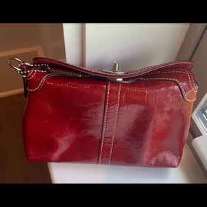 Coach red leather small clutch